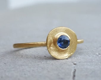 Sapphire Ring in 14k gold September Birthstone ring Stackable Ring Solid gold ring, Dainty sapphire ring, gift for her