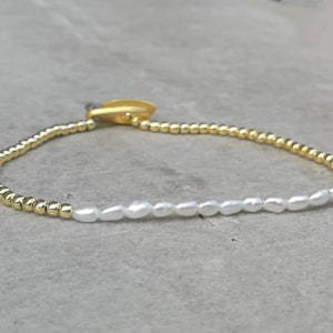 Everyday bracelet tiny gold bracelet Minimalist jewelry Skinny bracelet, Pearl bracelet, Gold beaded bracelet, Girlfriend bracelet