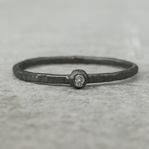 Dainty diamond ring Engagement ring Minimalist ring,Thin diamond ring, Promise ring, Simple diamond ring, Diamond oxidized silver ring