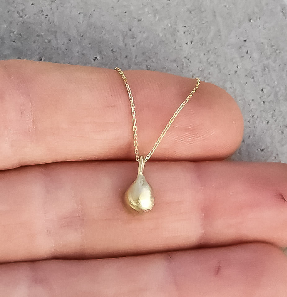 Solid gold teardrop necklace Delicate necklace 14k gold Etsy
