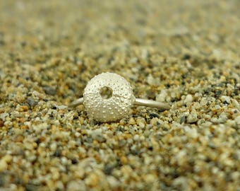 Anneau d’oursin, plage d’océan, bijoux d’océan, anneau d’empilage, bijoux nautiques, anneau d’oursin en argent sterling, anneau réglable