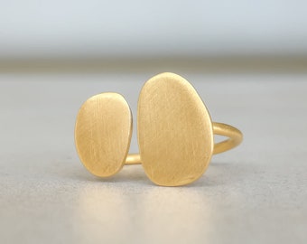 Gold Pebble Ring, Brushed Modern Silver Ring, Nature Jewelry