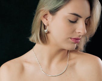 Minimalist Sterling Silver Bar Necklace – Handmade Elegant Statement Piece