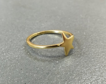 Star gold ring, Tiny star ring, Delicate star ring, Celestial ring, Thin ring, Simple ring, Dainty star ring, Minimal ring, Adjustable ring