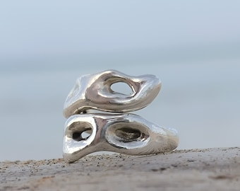 Einstellbare Sterling Silber Ring, Geschmolzenes Band