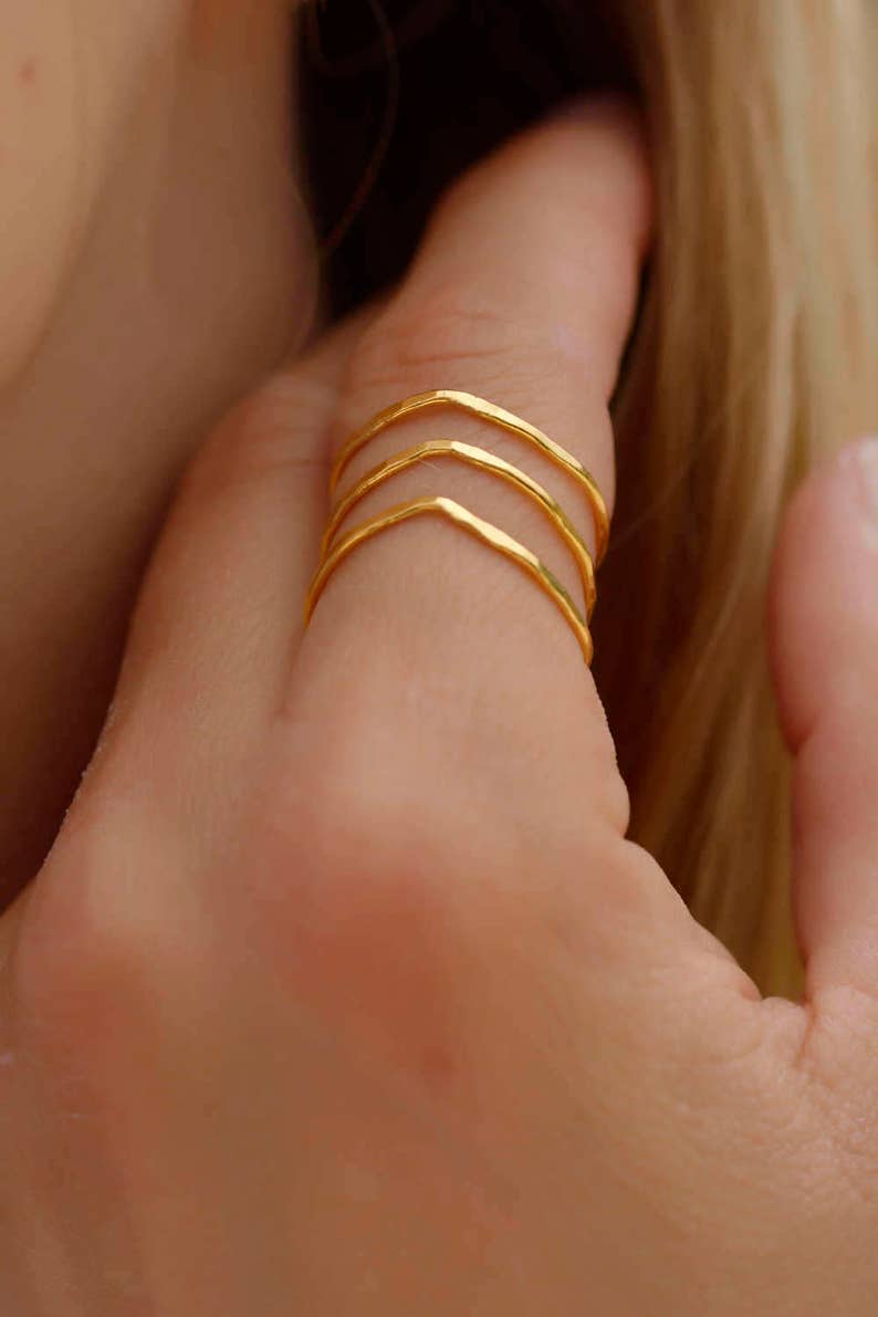 Triple Bar Ring Layering Ring Adjustable Ring Stacking Ring Gold Layering Ring