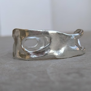 Silver Bone Cuff Bracelet Wide Bone Cuff Bangle, Chunky Big Cuff Bracelet,, Cuff Bangle, Gift for her