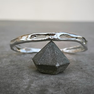 Handmade Sterling Silver Cuff Bracelet - Organic Textured Bangle, Unique Sculptural Jewelry, Artisan Silver Bracelet