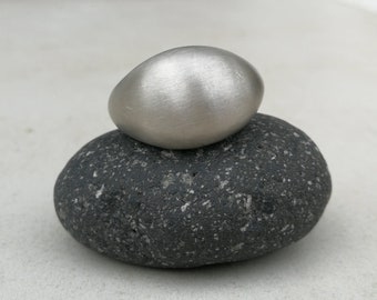 Sterling Silver Domed Ring, Wide Band, Matte Finish