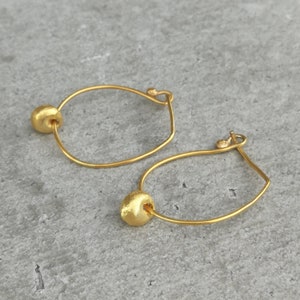 14k Solid gold hoops Minimal earrings Organic shape earrings, Yellow gold hoops Everyday jewelry Dainty gold hoops Gift for her