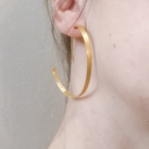 Large gold hoop earrings Unusual Hoops, Modern hoop earrings, Lightweight hoops, Gift ideas for her