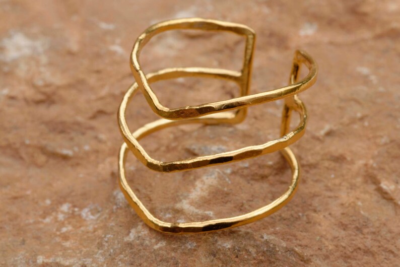 Triple Bar Ring Layering Ring Adjustable Ring Stacking Ring Gold Layering Ring