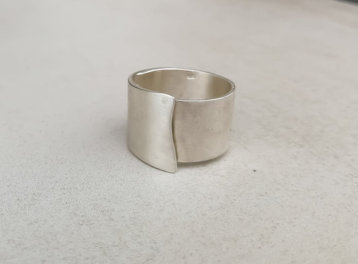 Sterling Silver Wide Band Open Ring - Adjustable Minimalist Jewelry - Etsy