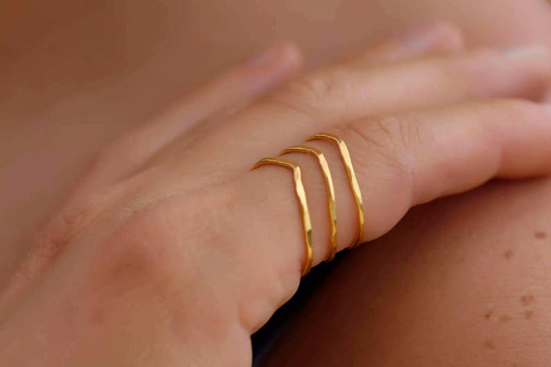 Triple Bar Ring Layering Ring Adjustable Ring Stacking Ring Gold Layering Ring