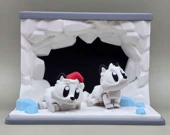 Arctic Fox Articulated Figure – 3D Printed Winter Fox, Poseable Desk Toy, Animal Lover Gift