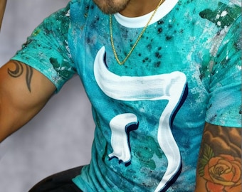 Camiseta unisex con la letra hebrea Heh Breath of Life, camiseta artística Am Israel Chai, camiseta de regalo judaica, camiseta L'chaim de vida judía, camiseta Am Israel Chai