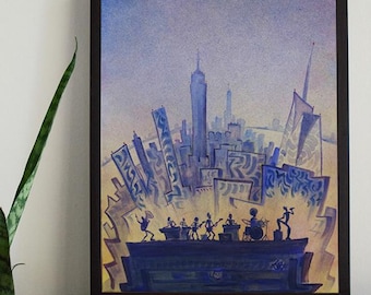 Impresión firmada de edición limitada THE ROOTS, arte de pared de hip hop para estudio de música 215, azotea de Filadelfia, NYC, HipHop, The Tonight Show, Questlove Art