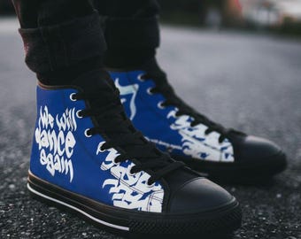 Zapatillas altas para hombre We Will Dance Again, homenaje al Festival Nova, regalo de San Valentín para Am Yisrael Chai, regalo para él, zapatos de baile, amor Israel