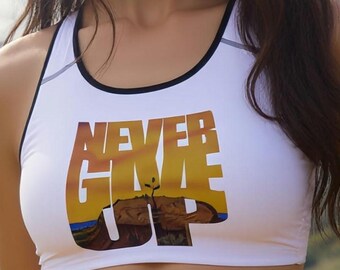 NUNCA TE RINDAS sujetador deportivo motivacional top de entrenamiento sujetador de fitness para gimnasio sujetador deportivo de tiburón regalo para ella conjunto para correr amante de los deportes conjunto de gimnasio
