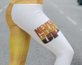 NUNCA TE RINDAS Ropa deportiva motivacional Mallas de yoga con diseño de tiburón para gimnasio, regalo para ella, mallas deportivas de cintura alta para mujer