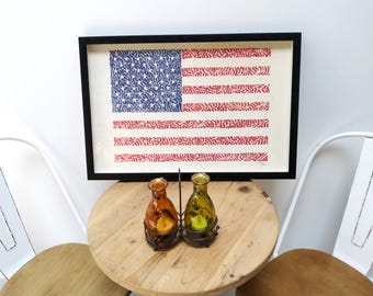 SANACIÓN PARA LA NACIÓN Bandera estadounidense, pintura original, arte callejero, decoración de pared enmarcada, decoración patriótica para el hogar, arte de pared con la bandera de EE. UU.