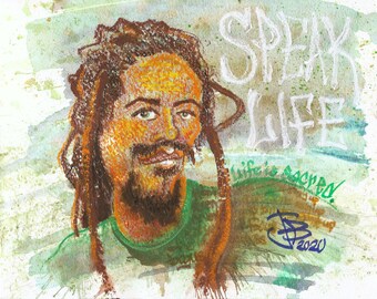 SPEAK LIFE Damian Marley portrait art music reggae art gift for him Marley painting Jah reggae gift for her new apartment wall music room