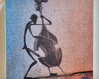 Cuadro de bajista BASSMAN impreso en lienzo, regalo para amantes del jazz y músicos, ideal para la decoración de paredes de apartamentos nuevos. Impresión artística minimalista.