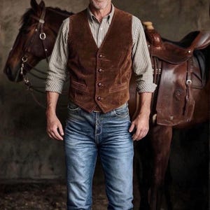 Exclusive Men's Pure Cotton Corduroy Vest – Original Vintage Waistcoat with Pockets