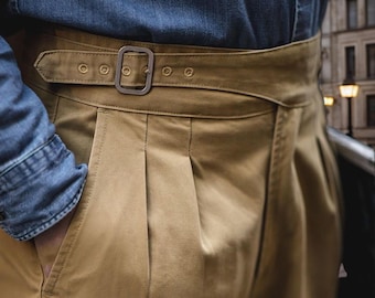 Vintage British Army Gurkha Pants: High-Waisted, Egyptian Cotton Twill-Top Quality