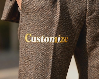 Bespoke 1930s Wide Leg Tweed Heavyweight Wool Trousers | Unisex Vintage Wool Pants