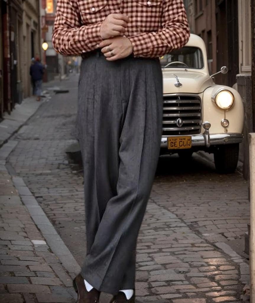 80〜90's Mr. Van Tweed Trousers Pants Mens Vintage Tweed Trousers Brown Blue 1920s Peaky Blinders