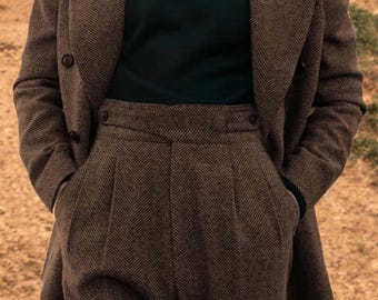 Custom 40s Vintage Gurkha Trousers: Unique Waist, Heavyweight Wool Tweed  Wool Pants Mens