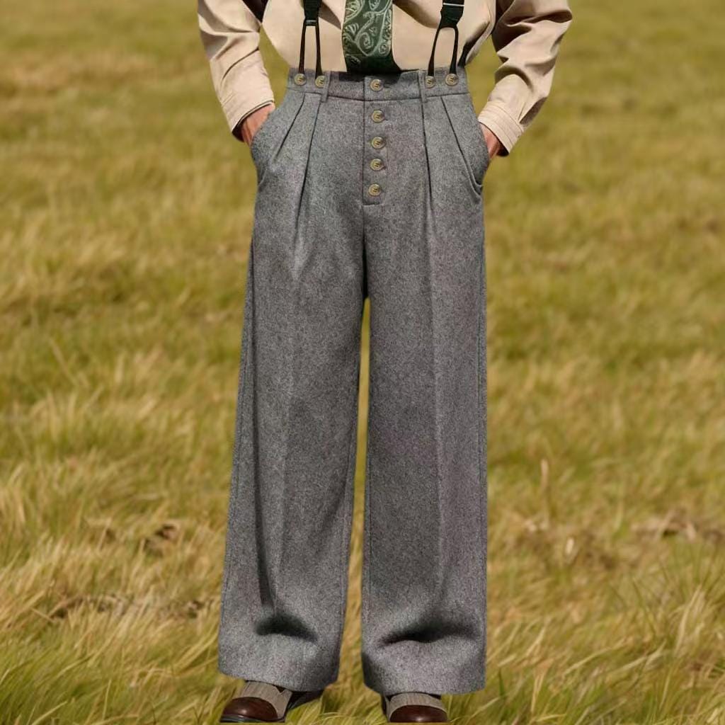 H＞GABA HIGH WAIST SUSPENDERS PANTS Suspender Trousers High Waist