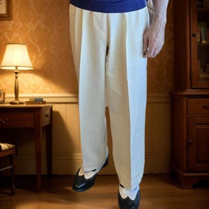 Custom 100% Cotton 1930s Hollywood Golden Age Slacks | High Waist Pleated Men's Trousers