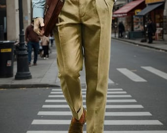 Custom Men's Vintage High-Waist Gurkha Cotton Pants - Casual Military Trousers Summer