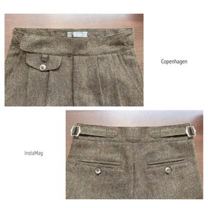 Custom 19th Century High-Waisted Herringbone Tweed Wool Pants, Hidden Clasp Dress Trousers image 7