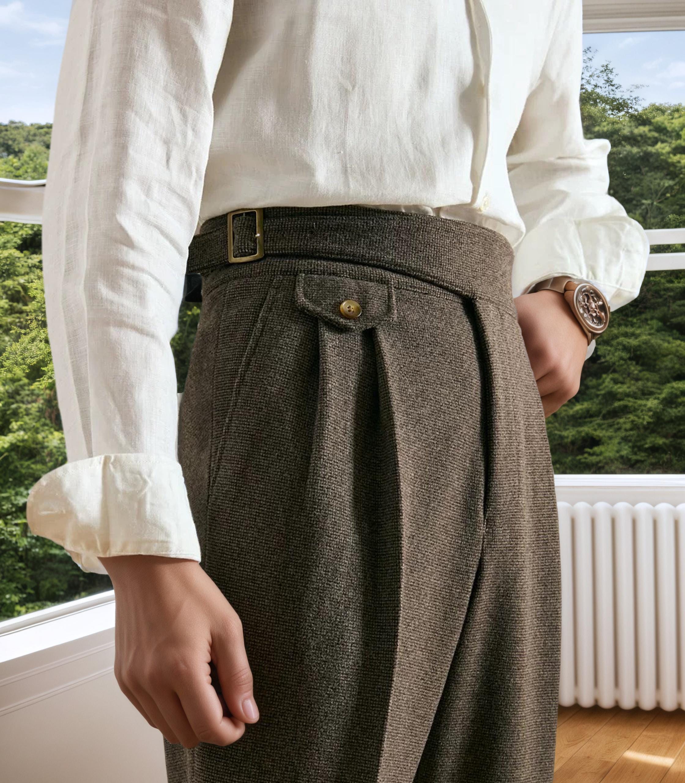 パンツ 1950s BRITISH LINEN TROUSERS Original 1950s British Men's Linen Trousers - Size 28 x 30.5