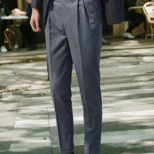 Vintage 19s Gurkha Wool Pants For Men, Regular Fit High Waisted Military Trousers With Pleats And Rolled Hem, Wrinkle Resistant 3 Colors