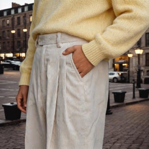 Custom High Waist Wide Leg Corduroy Trousers | Pure Cotton with Slightly Tapered Leg – Unisex