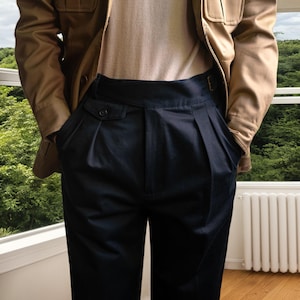 Pantaloni militari Gurkha vintage del XIX secolo da uomo: vestibilità regolare, vita alta, orlo plissettato e arrotolato/cotone antipiega, estivi, casual
