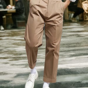 Pantaloni Gurkha su misura a vita alta per uomo - Misto cotone, cintura strutturata, stile classico, resistenti alle pieghe, abbigliamento formale/casual