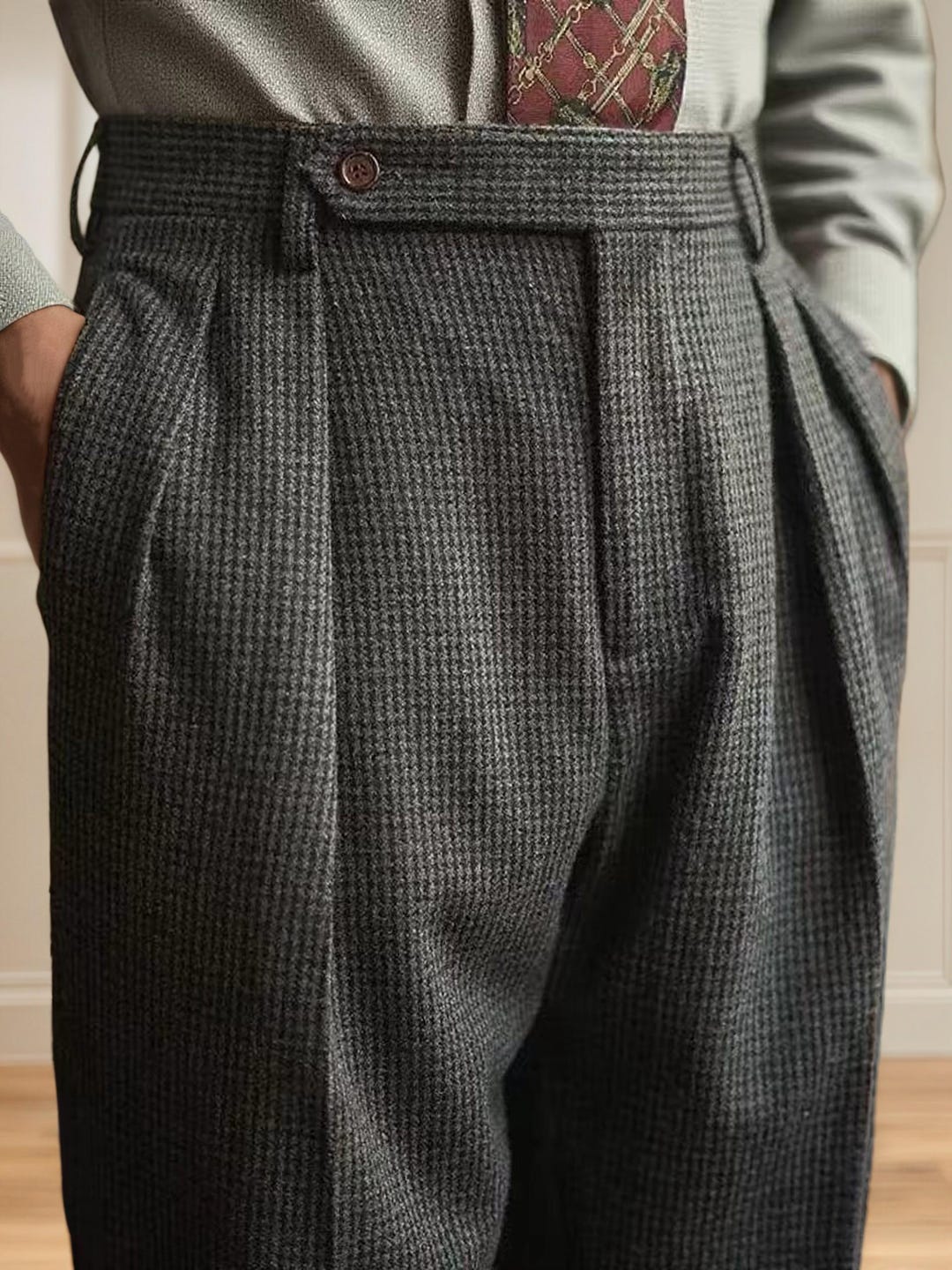 Custom Vintage Men s High waisted Pleated Trousers Heavyweight custom-vintage-men-s-high-waisted-pleated-trousers-heavyweight