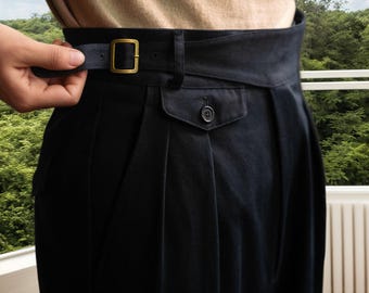 Custom Men's Gurkha 100% Pure Cotton Trousers – High-Waisted Pleated Summer Casual Pants