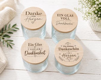 Vorratsglas personalisiert Danke graviert, Dankeschön Geschenk, Geschenkidee Erzieher Lehrer Kollegin, 2 Größen, 4 Motive, Vorratsglas