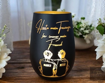 Windlicht Trauzeuge, personalisiert, Wunschname, Trauzeugin, Geschenk für Trauzeuge, Hochzeit, Dankeschön, Geschenk Trauzeugen, Erinnerung