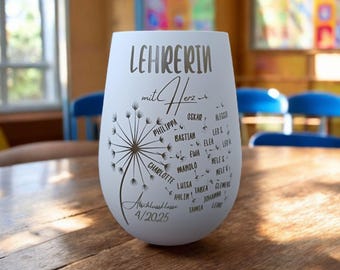 Windlicht für Lehrer, personalisiert, Wunschnamen, Geschenk Lehrerin, Geschenk Schule, Abschiedsgeschenk, Lehrerin mit Herz, Lehrer mit Herz