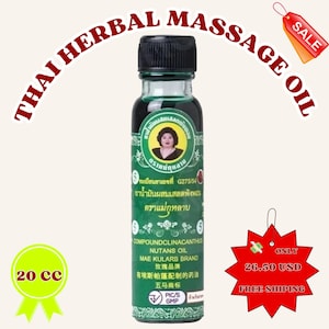 Thai Herbal Massage Oil with Phlai – Natural Pain Relief, Traditional Thai Healing Oil, Muscle Relaxation Balm