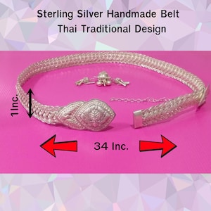 Handmade Solid 925 Sterling Silver Thai Belt – Traditional Woven Design – 334g – Artisan Jewelry from Thailand
