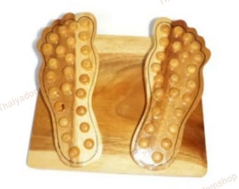 Thai Wooden Foot Massager – Reflexology Spring Acupressure Foot Massage Board for Pain Relief & Relaxation