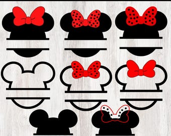 Minnie Split Monogram svg, Minnie Mouse Head Split Monogram svg, Minnie Mouse Clipart, Mickey Mouse png, Mickey Mouse Head svg.